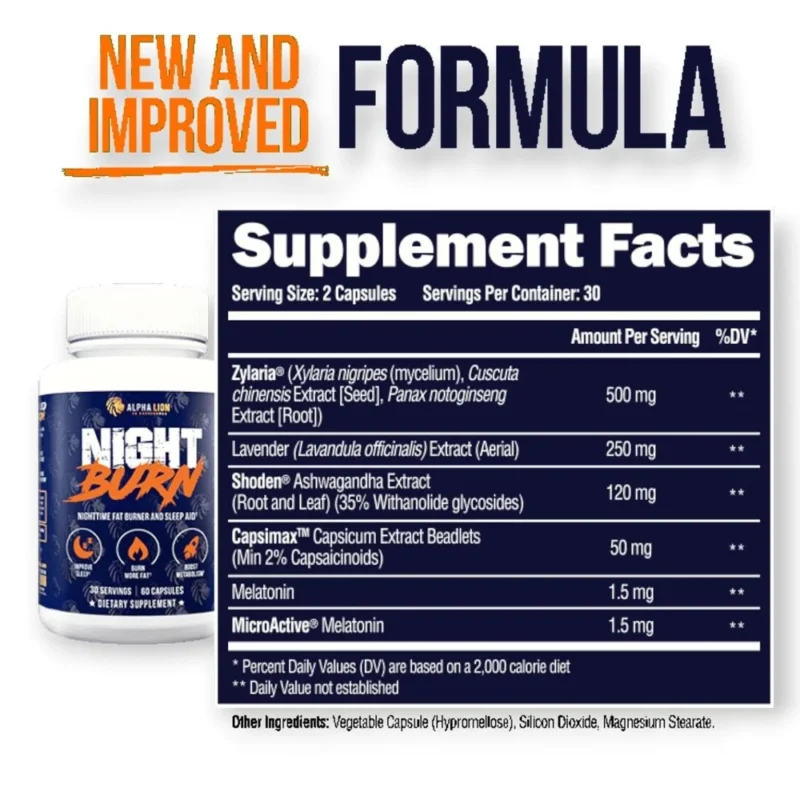Alpha Lion Night Burn - 60 Capsules - Nighttime Fat Burner - Image 2
