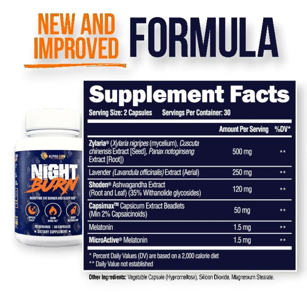 Alpha Lion Night Burn - 60 Capsules - Nighttime Fat Burner - Image 2